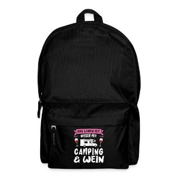 Campen Wein Camper Geschenk - Rucksack - Schwarz - Vorne