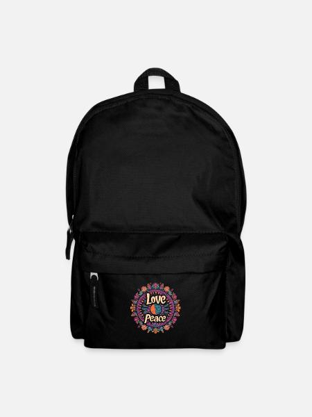 Liebe und Frieden Mandala Kunstwerk für Harmonie - Rucksack - Schwarz
