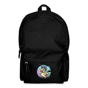 Punk-Ente Mit Regenbogen Irokesenschnitt Vor - Rucksack - Schwarz - Vorne