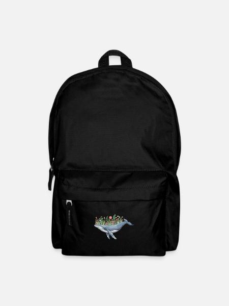 Wunderschöner Wal Mit Blumenmotiv Für - Rucksack - Schwarz