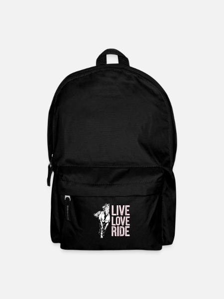 Live Love Ride Pferdemotiv Reiter - Rucksack - Schwarz