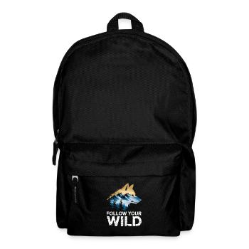 Follow your wild spirit with wolf and nature motif - Backpack - black - Front