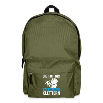 Berge Klettern Kletter Geschenk - Rucksack - Olivgrün - Vorne