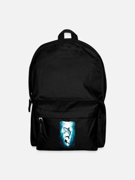 Aventure sous-marine avec requin et plongeur - Sac à dos - noir
