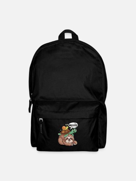 Fröhliches Faultier, Schildkröte und Schnecke - Rucksack - Schwarz