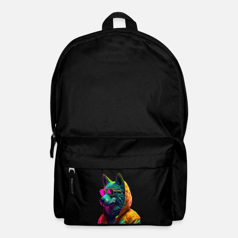 Wolf mit Sonnenbrille Wölfe Raubtier - Rucksack - Schwarz
