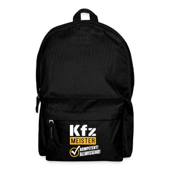 Kfz Meister Kompetenz (Schriftzug) - Rucksack - Schwarz - Vorne
