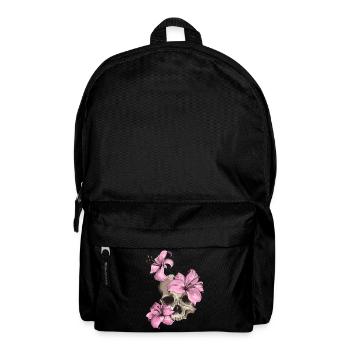 Totenkopf mit Lilien - Rucksack - Schwarz - Vorne