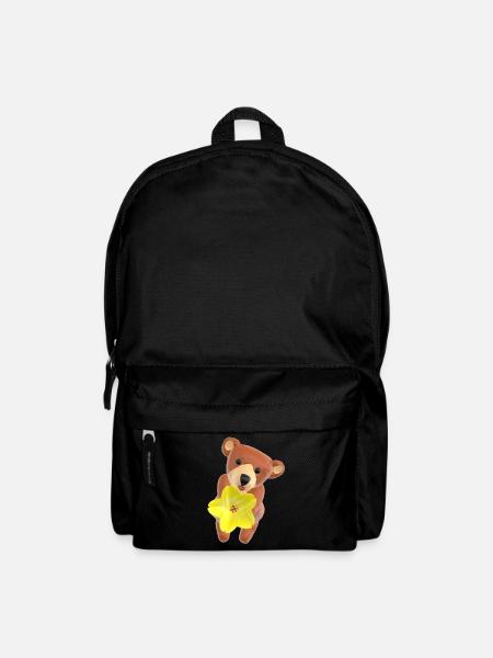 Teddy mit Blume und Kussmund 3D - Rucksack - Schwarz