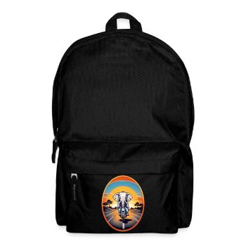 Elephant on motorcycle - Backpack - black - Front