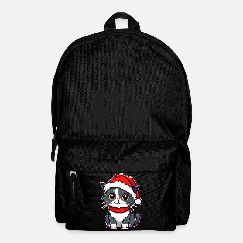 Chat mignon avec chapeau de Père Noël - Sac à dos - noir