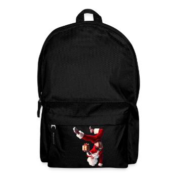 Humorous Santa Claus with gift - Backpack - black - Front