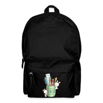 Zwei niedliche Hasen an einem Stiftbecher - Rucksack - Schwarz - Vorne