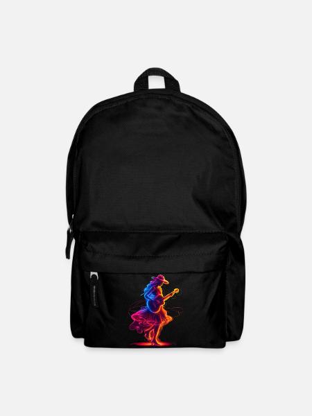 Gitarrist Mädchen Synthwave - Rucksack - Schwarz