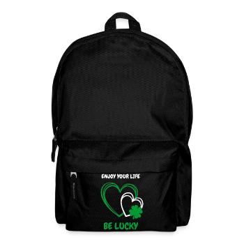 Enjoy Life & be lucky – Herz mit Kleeblatt - Rucksack - Schwarz - Vorne