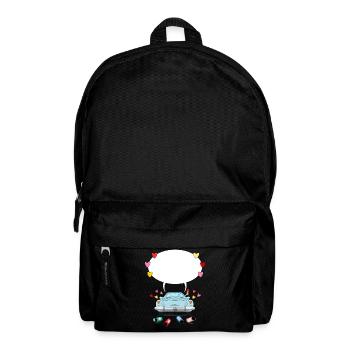 Wedding car with speech bubble in turquoise - Backpack - black - Front