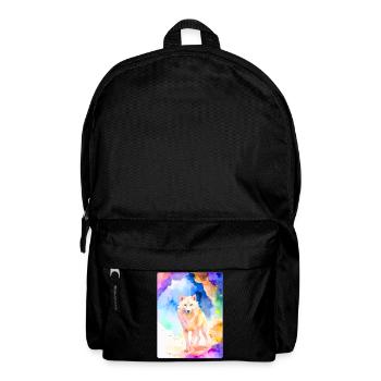 Loup blanc devant une grotte colorée - Sac à dos - noir - Devant
