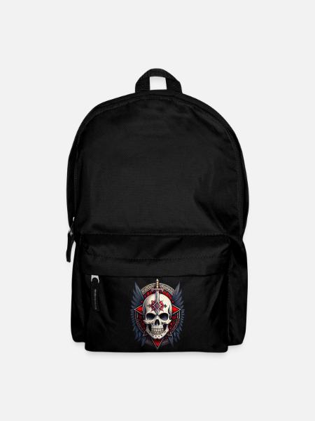 Gothic skull saber wings skull black red - Backpack - black