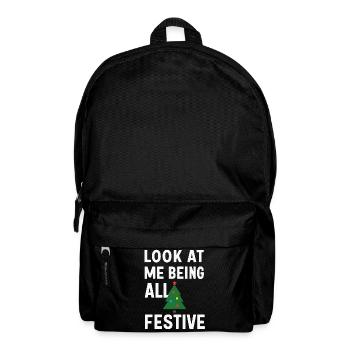 Schau mich an, wie ich ganz festlich bin, Weihnachtsbaum - Rucksack - Schwarz - Vorne