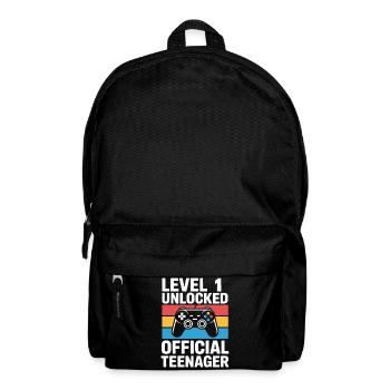Level 1 Freigeschaltetes Geburtstags-Gamer-Geschenk - Rucksack - Schwarz - Vorne