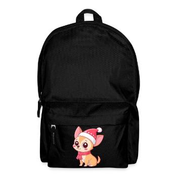 Fröhlicher Hund mit Weihnachtshut - Rucksack - Schwarz - Vorne