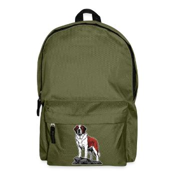 Chien Saint-Bernard sur Rocher Portrait Sauveteur - Sac à dos - vert olive - Devant