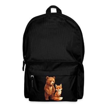 Geometrische Low Poly Bären- und Fuchswaldkunst - Rucksack - Schwarz - Vorne