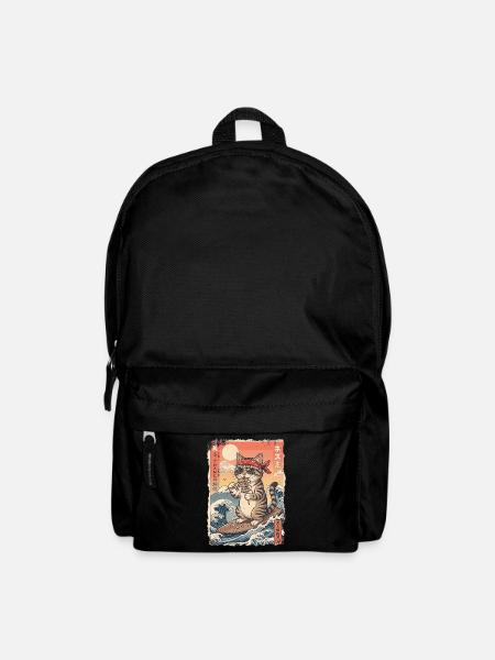 Kawaii Surfer Katze - Rucksack - Schwarz