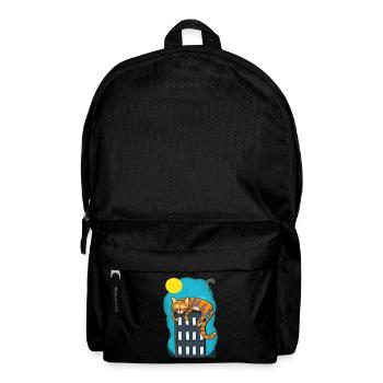 Katze über Wolkenkratzer - Rucksack - Schwarz - Vorne