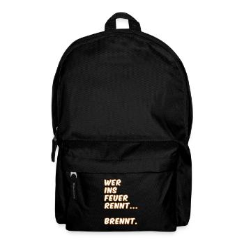 Wer ins Feuer Rennt – Flammen-Typo - Rucksack - Schwarz - Vorne