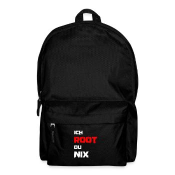 Ich root du nix. IT Administratoren, Admin, Nerds - Rucksack - Schwarz - Vorne