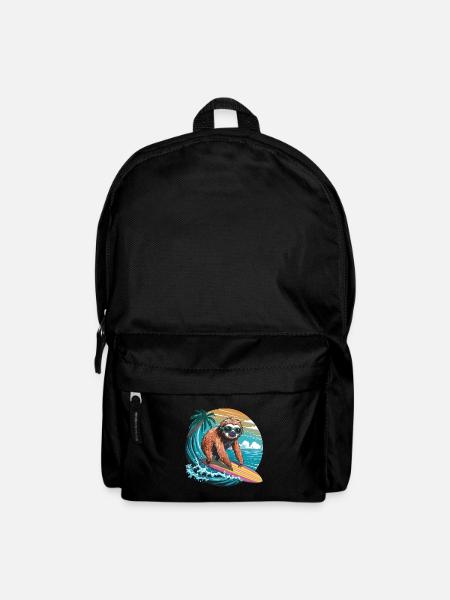 Surfer Faultier Tropischer Strand Welle Surfen - Rucksack - Schwarz