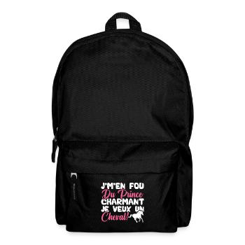 Je m'en fous du prince charmant je veux un cheval - Sac à dos - noir - Devant