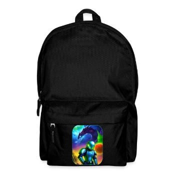 Astronaut with alien dragon in space - Backpack - black - Front
