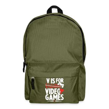 V ist für Videospiele Lustiger Valentinstag - Rucksack - Olivgrün - Vorne