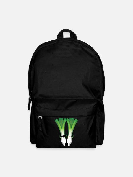 Kawaii Lauchstange, Süßes Gemüse Design - Rucksack - Schwarz