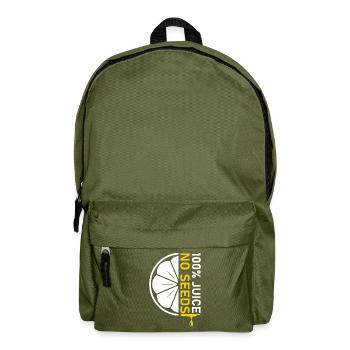 Funny Vasectomy Shirt - 100% Juice No Seeds - Backpack - olive green - Front