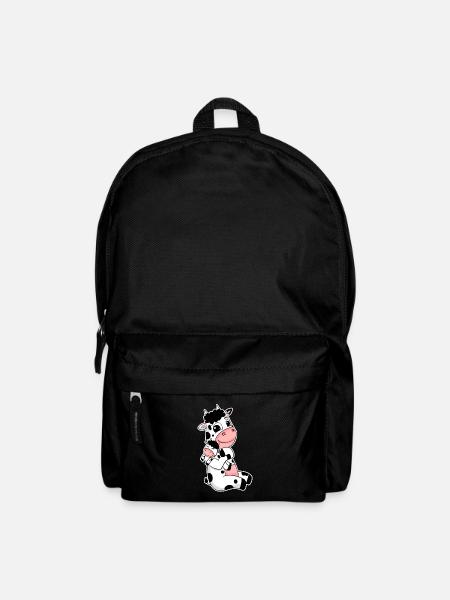 Famille vache - Vache avec bébé - Motif vache - Sac à dos - noir