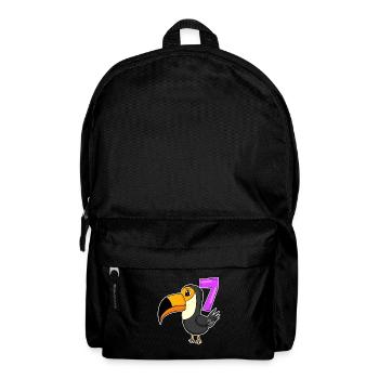 7 ans - 7ème anniversaire - motif d’oiseau toucan - Sac à dos - noir - Devant
