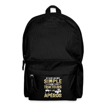 Un Mec Simple J'aime Les Tracteurs Et Les Apéros - Sac à dos - noir - Devant