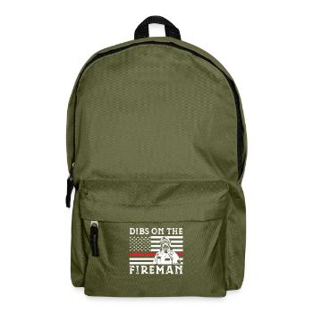 Retro Groovy Dibs On The Fireman, drôle - Sac à dos - vert olive - Devant
