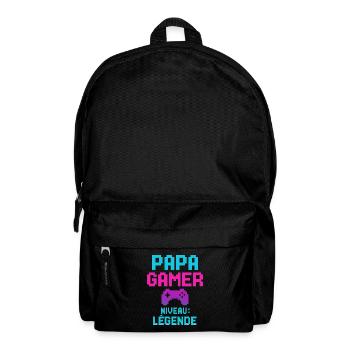 Papa GAMER Niveau : Légende cadeau fête des pères - Sac à dos - noir - Devant