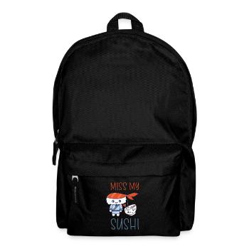 Kawaii Japanese Food Salmon Salmon Sushi Roll - Backpack - black - Front
