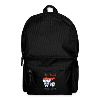 Kawaii Japanese Food Salmon Salmon Sushi Roll - Backpack - black - Front