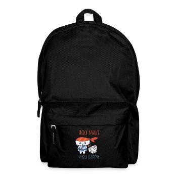 Kawaii Japanese Food Salmon Salmon Sushi Roll - Backpack - black - Front