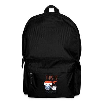 Kawaii Japanese Food Salmon Salmon Sushi Roll - Backpack - black - Front