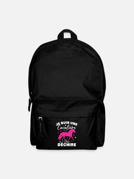 Cadeau Une cavalière équitation cheval qui déchire - Sac à dos - noir