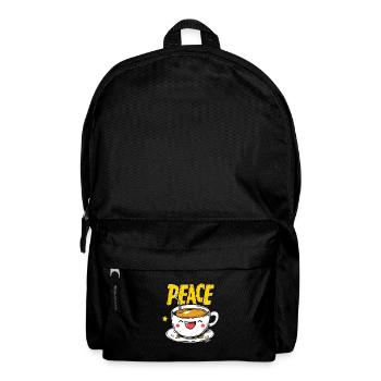 Funny laughing cup of peace, coffee and tea - Backpack - black - Front