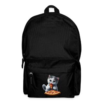 Le chat mange une pizza - Sac à dos - noir - Devant