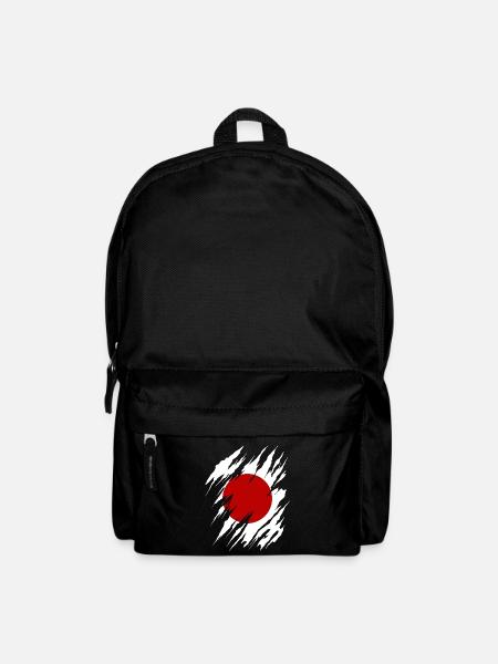 Japan Flag Used Look Nihon Japanese Flag - Backpack - black
